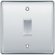 BG Polished Chrome 1 Gang Retractable Bell Switch with Bell Symbol Door by British General (Nexus-PC-Bell-Symbol-1G)