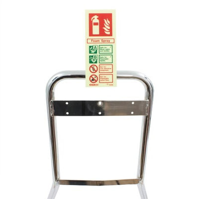 Fire Extinguisher ID Sign Chrome Stand Clip - Single by Fire Safety Supplies (Safelincs-FSSCSCPC)