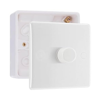 BG Nexus 1 Gang 200W 2 Way Trailing Edge Dimmer Switch & 32mm Pattress Back Box by British General (BG-881+891)