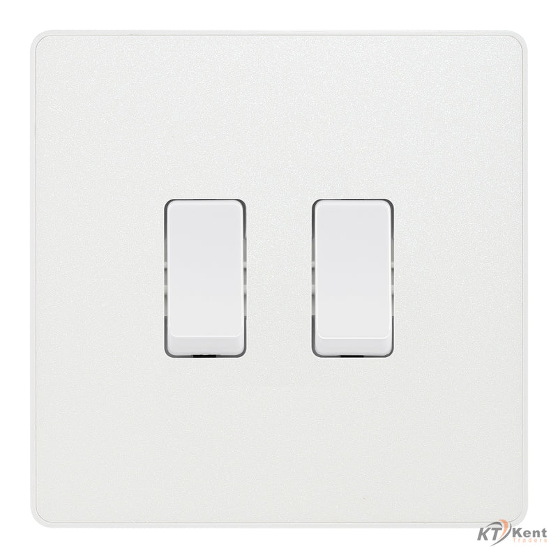 BG Evolve Pearlescent White 2 Gang Custom Grid Switch 1x Intermediate 1x 2 Way