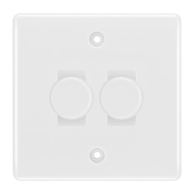 BG White 2 Gang Trailing Edge LED Dimmer Light Switch 2 Way Custom Switch by British General (BG-NEXUS-WM-2G-CUSTOM-2xDIMMER-2WAY)