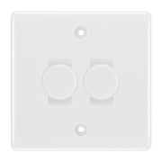 BG White 2 Gang Trailing Edge LED Dimmer Light Switch 2 Way Custom Switch by British General (BG-NEXUS-WM-2G-CUSTOM-2xDIMMER-2WAY)