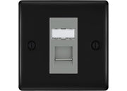 BG Nexus Matt Black Single 1 Gang RJ45 Data Socket NFBRJ451G Grey Insert by British General (BG-NFBRJ451G)