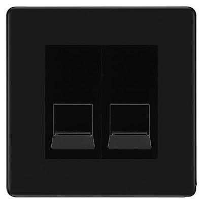 BG Screwless Matt Black Double RJ11 Telephone Socket FFBRJ112 - Black Insert by British General (BG-FFBRJ112B)