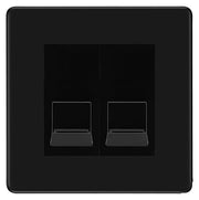 BG Screwless Matt Black Double RJ11 Telephone Socket FFBRJ112 - Black Insert by British General (BG-FFBRJ112B)