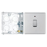 BG Screwless Brushed Steel 20A 2 Pole Neon Switch FBS31 with 25mm Steel Back Box by British General (BG-FBS31+HGS02)