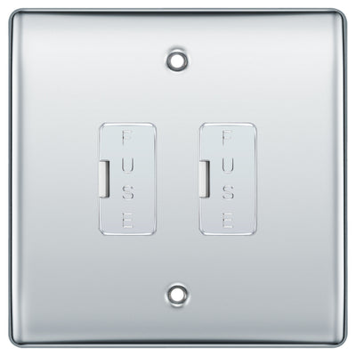 BG Polished Chrome 2 Gang Unswitched Fused Spur 13 Amp Connection Unit by British General (Nexus-PC-2G-Unswitched-Fused-Spur-13A)