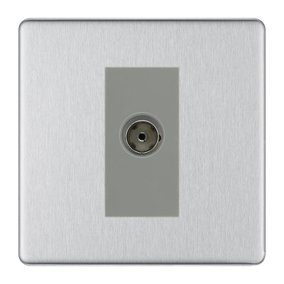 BG Screwless Brushed Steel Co-axial Socket FBS60G by BG Nexus (BG-FBS60G)