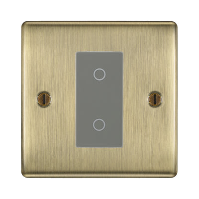 BG Nexus Antique Brass Single Secondary Touch Dimmer Switch - Grey Insert by British General (BG-EMTDSG+NABEMS1)