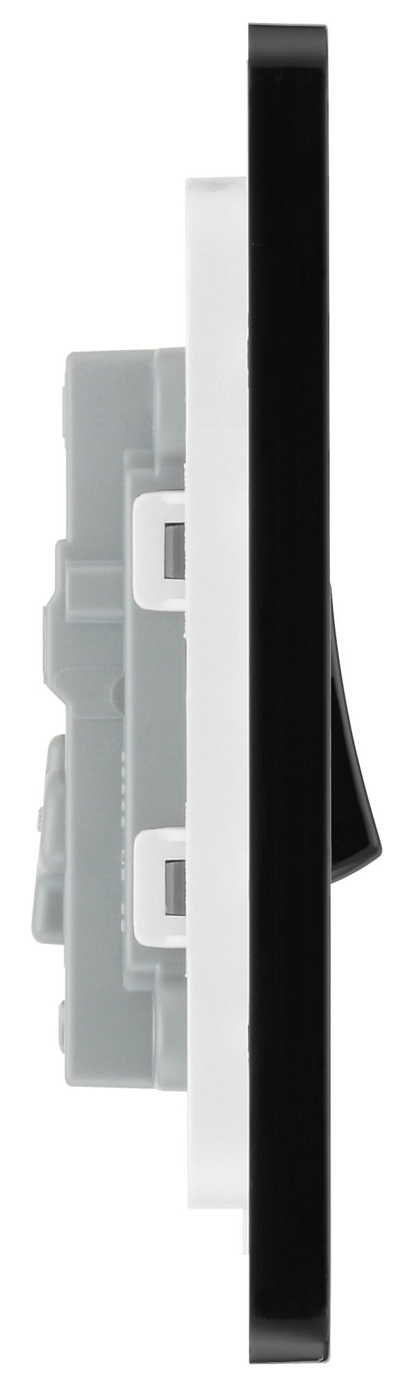   PCDMG13B Side - This Evolve Matt Grey 20A 16AX intermediate light switch from British General should be used as the middle switch when you need to operate one light from 3 different locations, such as either end of a hallway and at the top of the stairs.