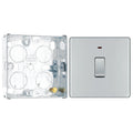 BG Screwless Polished Chrome 1 Gang 20A 2 Pole Neon Switch FPC31 with 25mm Steel Back Box