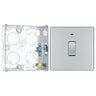 BG Screwless Polished Chrome 1 Gang 20A 2 Pole Neon Switch FPC31 with 25mm Steel Back Box by British General (BG-FPC31+HGS02)