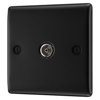 BG Nexus Matt Black Single Coaxial Socket NFB60 with 35mm Steel Back Box