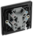 PCDBC54B Back - This Evolve Black Chrome 13A fused and unswitched connection unit from British General provides an outlet from the mains containing the fuse, ideal for spur circuits and hardwired appliances.