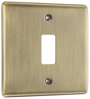 BG RNAB1 Nexus Metal Antique Brass 1 Module Grid Front Plate by British General (BG-RNAB1)