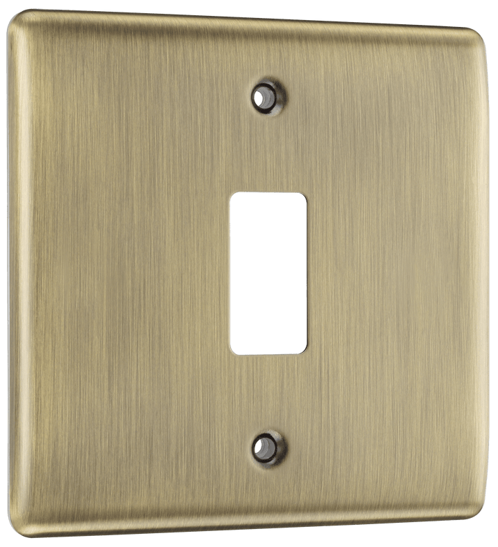 BG RNAB1 Nexus Metal Antique Brass 1 Module Grid Front Plate