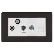 BG Screwless Black Nickel TV/FM/SAT + Return & 1 Gang Tel - Screened Triplex Socket FBN68W by British General (BG-FBN68W)