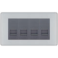 BG Screwless Polished Chrome 4 Gang IDC Secondary Telephone Socket - Grey Insert