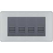 BG Screwless Polished Chrome 4 Gang IDC Secondary Telephone Socket - Grey Insert by British General (BG-FPCBTS4G)