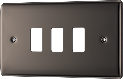 BG Electrical RNBN3 Nexus Grid Black Nickel Front Plate 3 Module