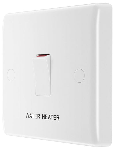 BG 832WH Moulded Round Edge | 20A DP Switch Flex Outlet 'Water Heater' Switch by British General (BG-832WH)