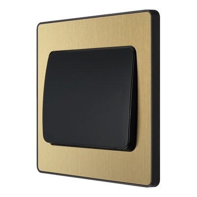 BG Evolve Satin Brass 1G Wide Rocker Light Switch PCDSB12WB with 35mm Steel Back Box