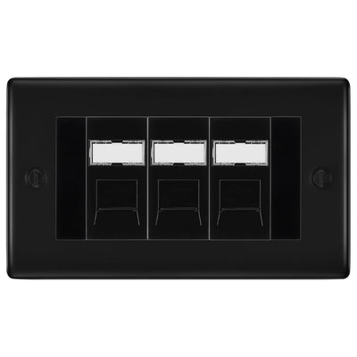 BG Nexus Matt Black 3 Gang RJ45 Cat6 Data Socket Outlet Black Inserts by British General (BG-NFBRJ453B)