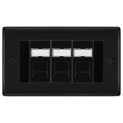 BG Nexus Matt Black 3 Gang RJ45 Cat6 Data Socket Outlet Black Inserts by British General (BG-NFBRJ453B)