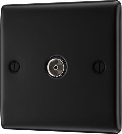BG NFB60 Nexus Metal Matt Black 1 Gang TV or FM Coaxial Aerial Connector