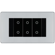 BG Nexus Screwless Polished Chrome Triple Master Touch Dimmer Switch - Black Insert by British General (BG-EMTDMB+FPCEMR4)