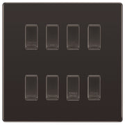 BG Screwless Black Nickel 8 Gang Engraved Custom Labelled Appliance Grid Switch by British General (Nexus-BN-Screwless-8G)