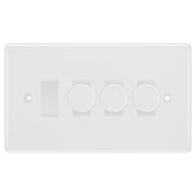 BG White 4 Gang Light Switch 3x Trailing Edge LED Dimmer 1x 2 Way Custom Switch by British General (BG-NEXUS-WM-4G-CUSTOM-3xDIMMER-1x 2WAY)