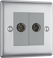 BG NBS66 Nexus Diplex Tv/fm, 2 Gang Brushed Steel Satellite Socket Outlets by British General (BG-NBS66-Shopify-SA_1)