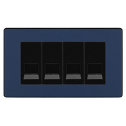 BG Evolve Matt Blue 4 Gang Master Telephone Socket, Screw Terminal - Black Insert by British General (BG-PCDDBBTMS4B)