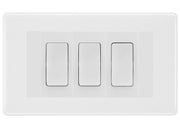 BG White Moulded 3G Switch 2x Intermediate 1X 2 Way Switch - White Insert by British General (BG-Nexus-WM-3G-Combo-1x 2WAY-2x INT-WH)