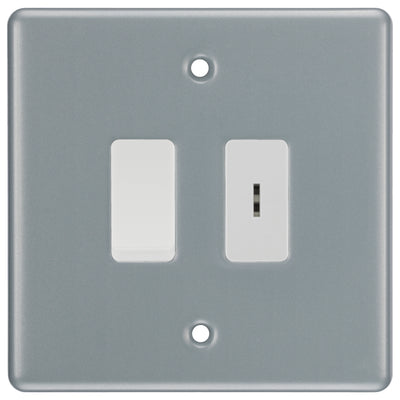 BG Metal Clad 2 Gang 2 Way SP Key Switch with 2 Way Single Pole Switch