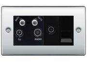 BG Nexus Metal Polished Chrome Quadplex Combination TV Socket NPC69B by British General (BG-NPC69B)