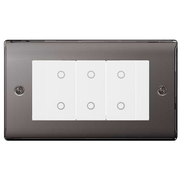 BG Nexus Black Nickel Triple Master Touch Dimmer Switch White Inserts