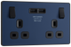 BG PCDDB22U3B Matt Blue Evolve 2 Gang 13A 2x USB-A 3.1A Switched Socket Outlet - Black Insert