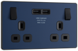 PCDDB22U3B Front - This Evolve Matt Blue 13A double power socket from British General comes with two USB charging ports, allowing you to plug in an electrical device and charge mobile devices simultaneously without having to sacrifice a power socket. 