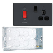 BG Evolve Matt Grey 45A Switch 13A Switched Socket Cooker Control Unit PCDMG70B with 25mm Steel Back Box by British General