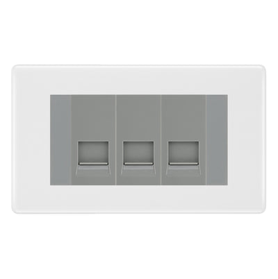 BG Nexus White Moulded 3 Gang RJ11 Telephone Socket Euro Module - Grey Insert by British General (BG-NWMRJ113G)