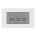 BG Nexus White Moulded 3 Gang RJ11 Telephone Socket Euro Module - Grey Insert