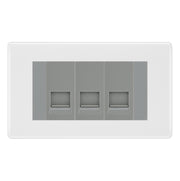 BG Nexus White Moulded 3 Gang RJ11 Telephone Socket Euro Module - Grey Insert by British General (BG-NWMRJ113G)