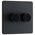 BG Evolve PCDMG82B Matt Grey 2 Gang 200W Dimmer Switch - Black Insert