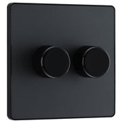 BG Evolve PCDMG82B Matt Grey 2 Gang 200W Dimmer Switch - Black Insert by British General (BG-PCDMG82B-Shopify-SA_1)