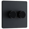 BG Evolve PCDMG82B Matt Grey 2 Gang 200W Dimmer Switch - Black Insert by British General (BG-PCDMG82B-Shopify-SA_1)