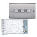 BG Nexus Brushed Steel 2 Way Trailing Edge Triple Dimmer Switch NBS83 with 25mm Steel Back Box