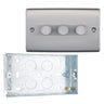 BG Nexus Brushed Steel 2 Way Trailing Edge Triple Dimmer Switch NBS83 with 25mm Steel Back Box by British General (BG-NBS83+HGS04)