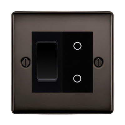 BG Black Nickel 2 Gang Custom Switch 1x 2 Way Switch 1x Secondary Touch Dimmer Black Inserts by British General (BG-NEXUS-BN-2G-1x-2WAY-SWITCH-1x-STD-BI)